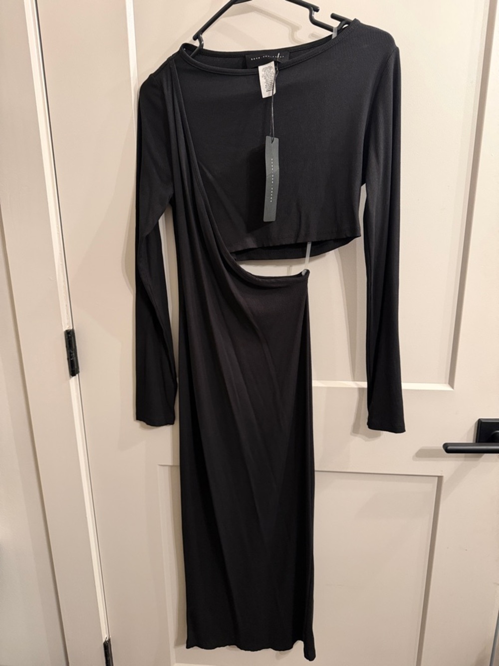 Cutout Long-Sleeve Black Maxi Dress